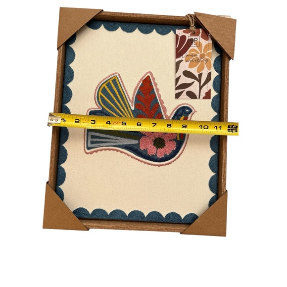 Framed Textile Embroidered Wall Art 12x15 Latin Folk Art Inspired - Picture 6 of 7